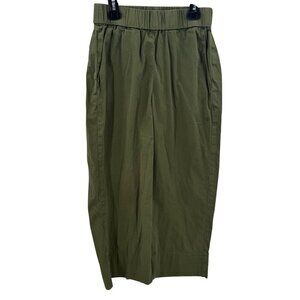 Everlane Olive Wide Leg Stretch Waist Womens Pants Size 4 Cotton Blend